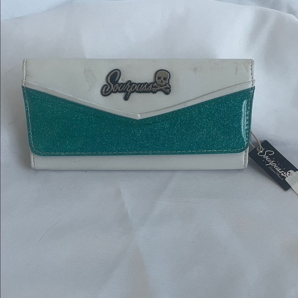 New- Sourpuss White and Teal Women's wallet